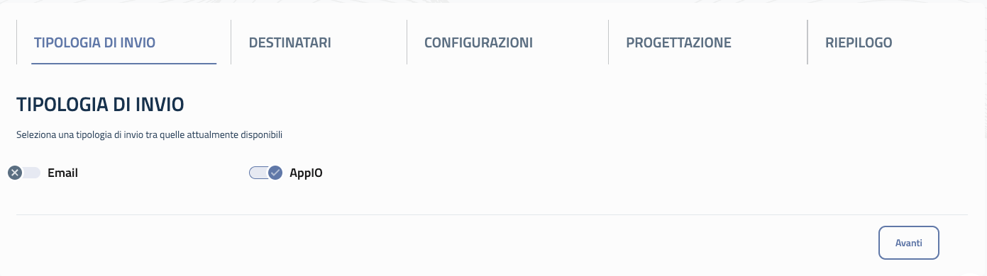 Invio notifiche Step 1