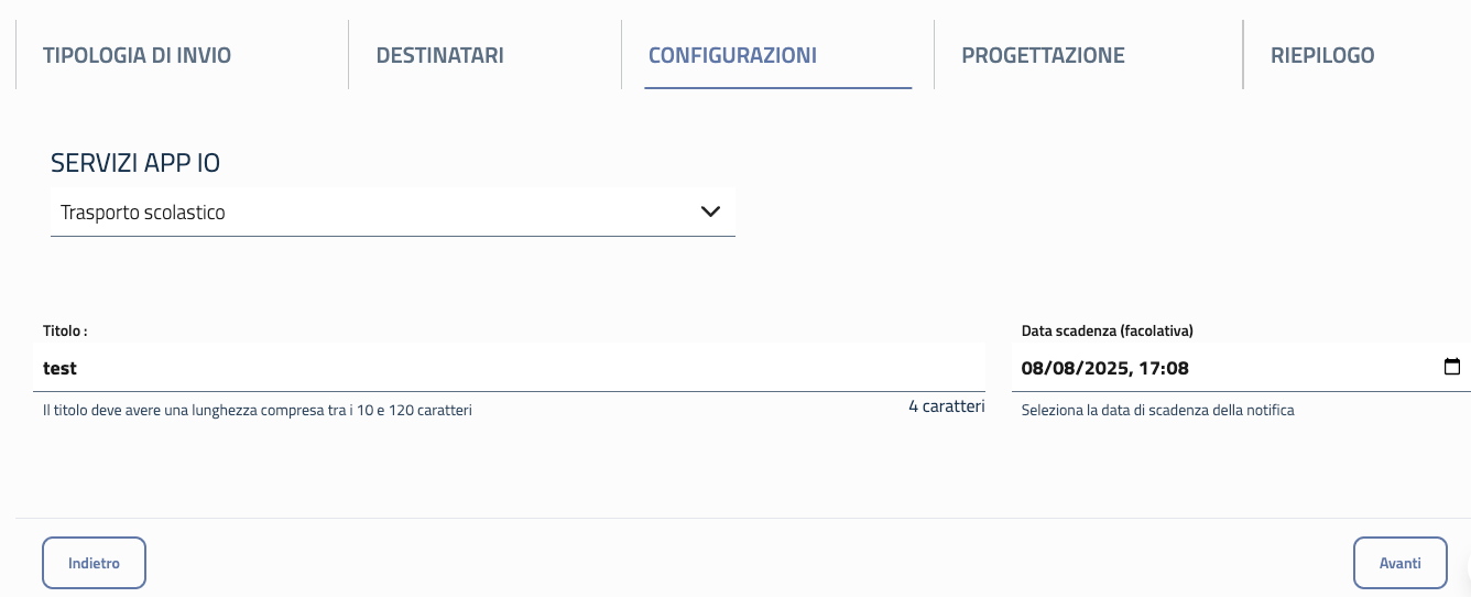 Invio notifiche Step 3