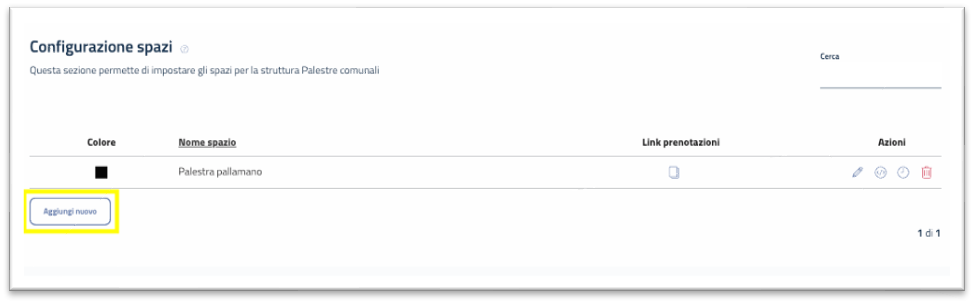 Aggiungi nuovo spazio