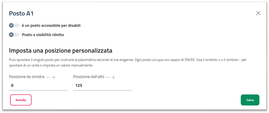 Configurazione Posto a sedere