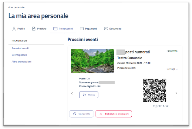 Eventi in area personale