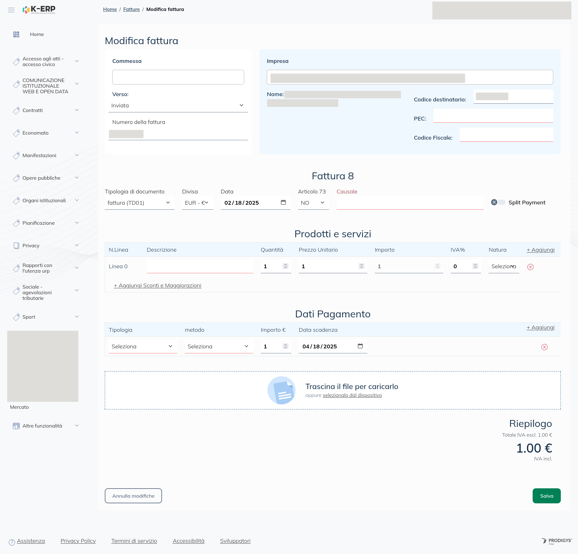 Immagine Modifica fattura