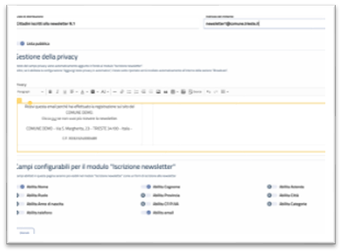 Gestione della privacy