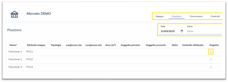 Impostazioni mercato