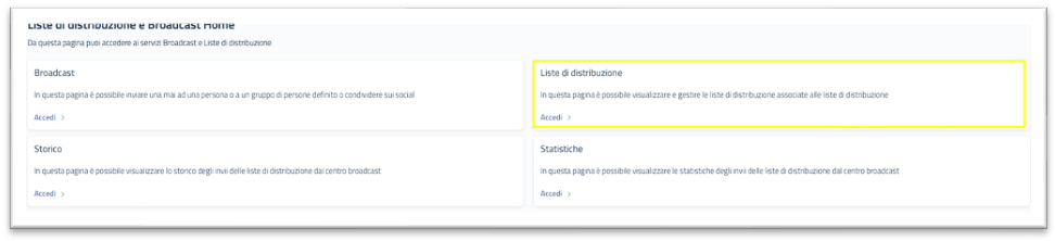 Liste di distribuzione e Broadcast Home