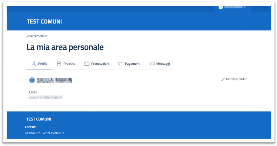 La mia area personale