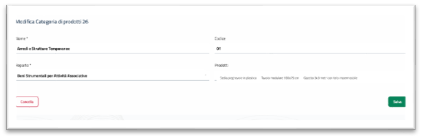 Modifica categoria prodotto