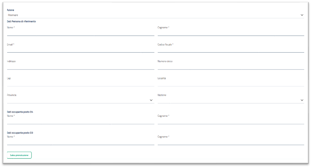 Prenotazione posto libero