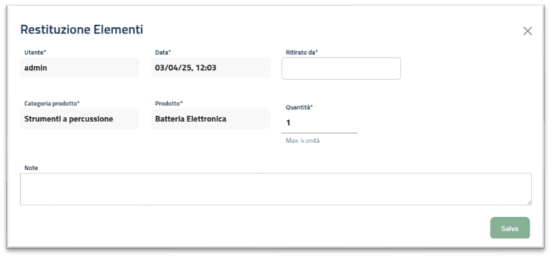 Restituzione elementi