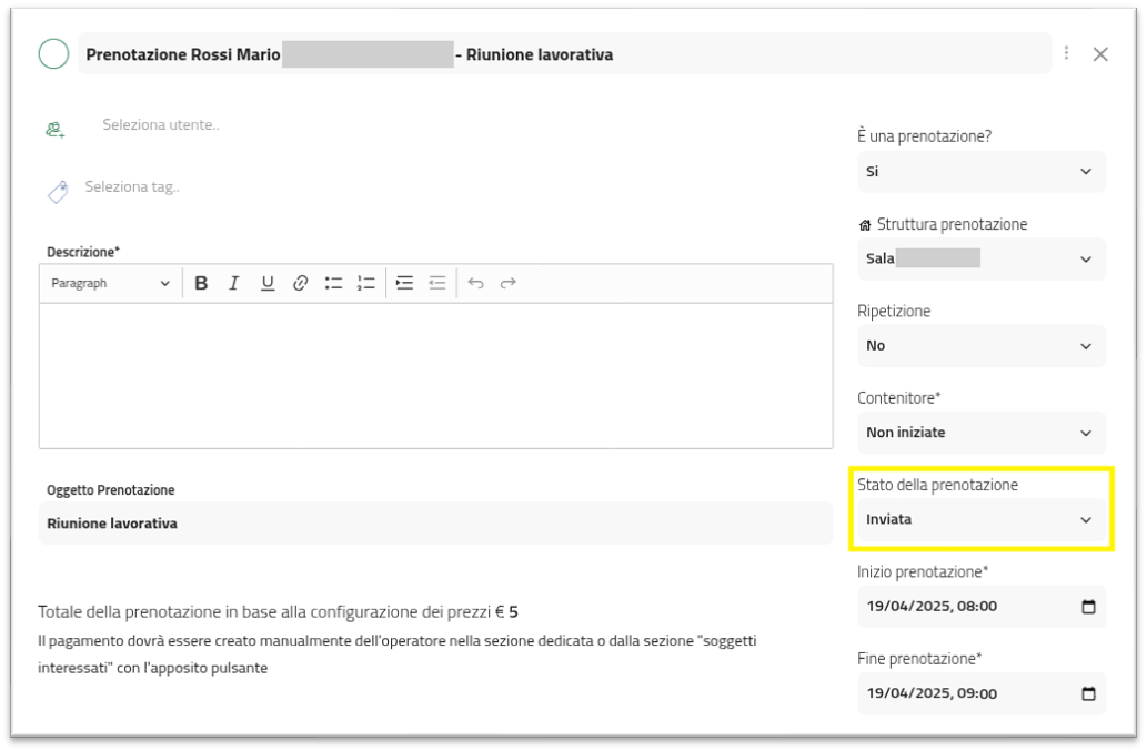 Status della prenotazione