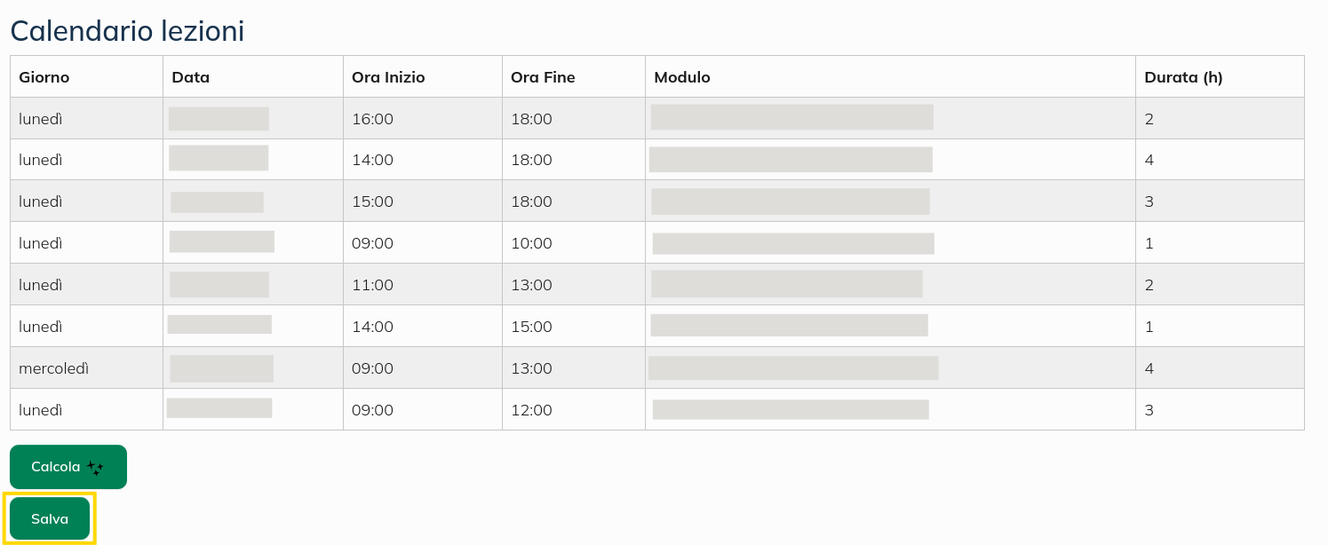 Immagine Course schedule 2