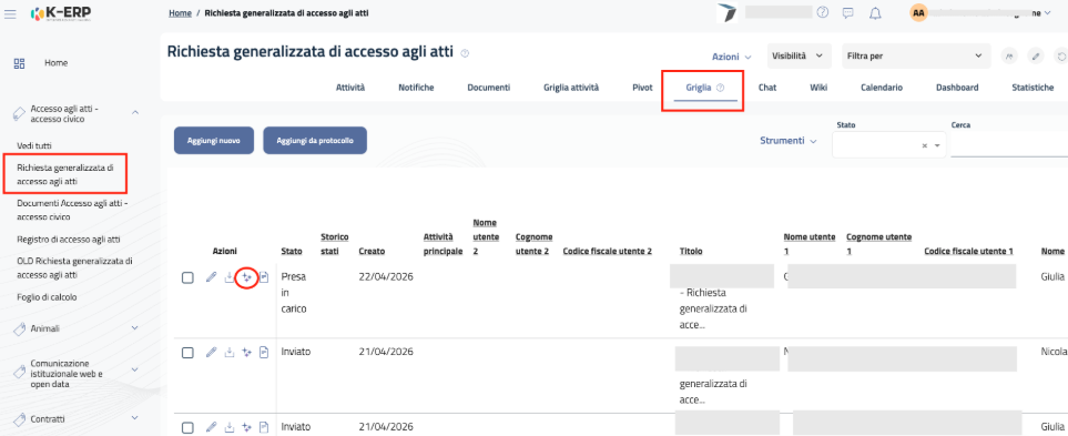 Visualizzazione Griglia
