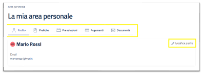 La mia area personale