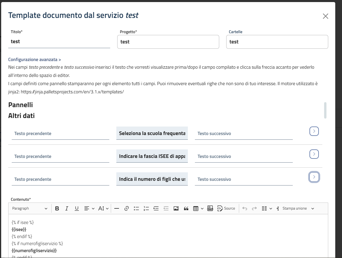configurazione avanzata